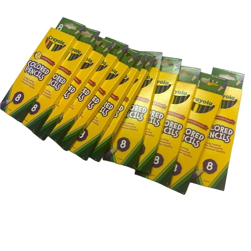 Crayola 684008 Long Barrel Colored Woodcase Pencils, 3.3 mm, 8 Assorted Colors